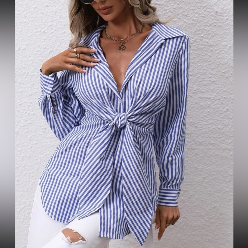 Blue stripes blouse
